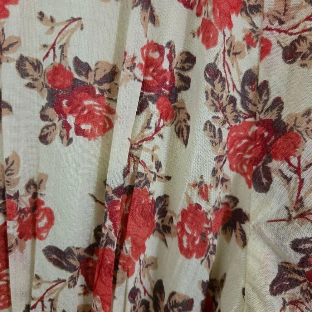 Free People Keep You Smocked Mini Dress Long Balloon Sleeve V Neck Size M
